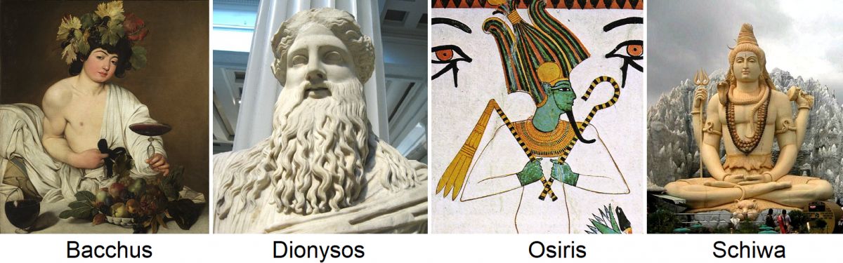 Weingötter - Bacchus, Dionysos, Osiris, Schiwa