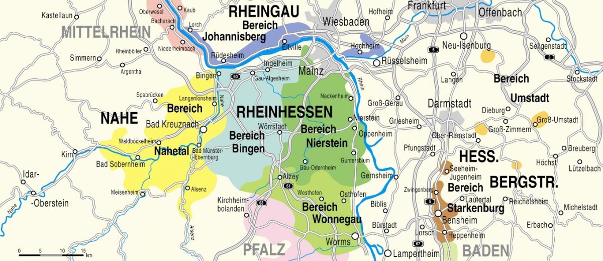 Karte mit Anbaugebiet Hessische Bergstraße