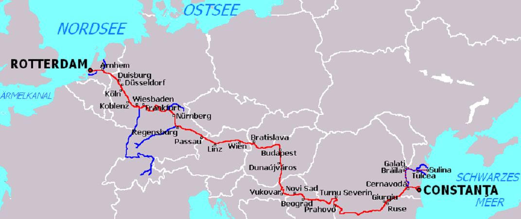 Donau - Schifffahrtsroute Nordsee - Schwarzes Meer