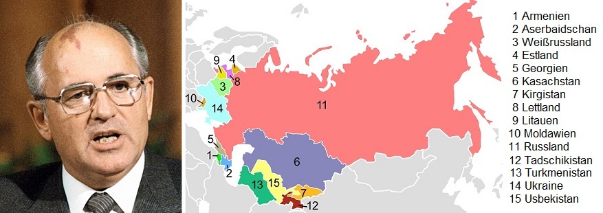 Gorbatschow - Porträt und UdSSR-Karte