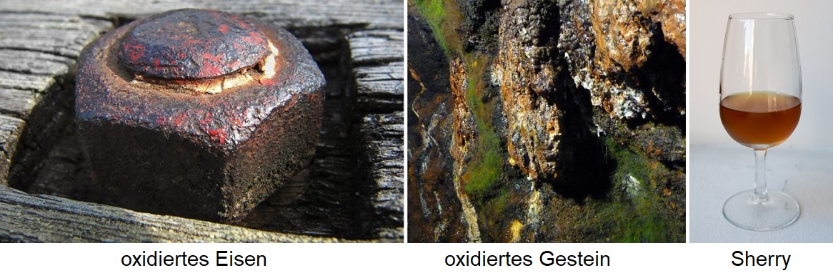 Oxidation - Eisen, Gestein, Sherryglas 