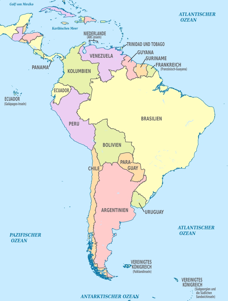 Südamerika - Landkarte