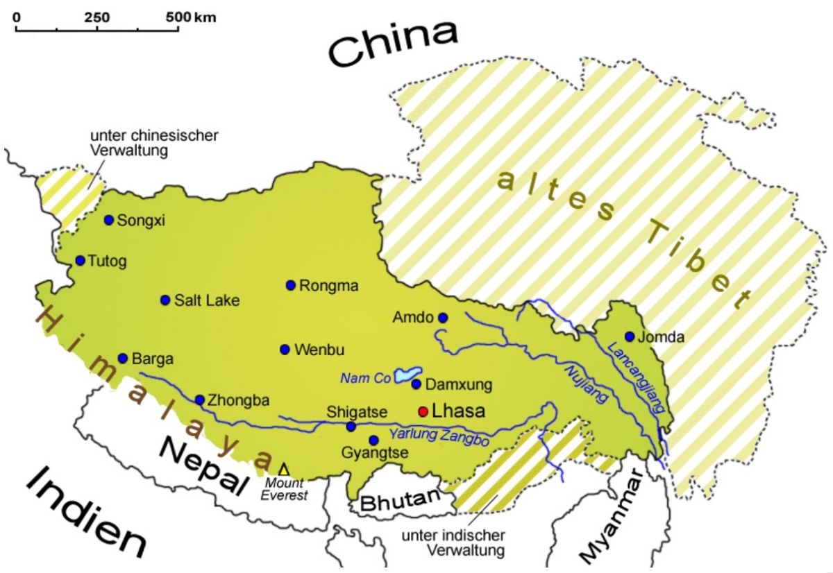 Tibet - politische Landkarte